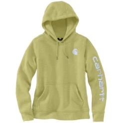 Carhartt Sweatshirts: Women's 102791 GB9 Green Olive Heather Graphic Clarksburg Pullover Hoodie -Sports Clothing 102791 gb9 2