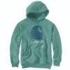 Carhartt Sweatshirts: Men's 105431 L05 Slate Green Heather Defender Loose Fit “C” Logo Graphic Sweatshirt -Sports Clothing 105431 l05 mf22 1