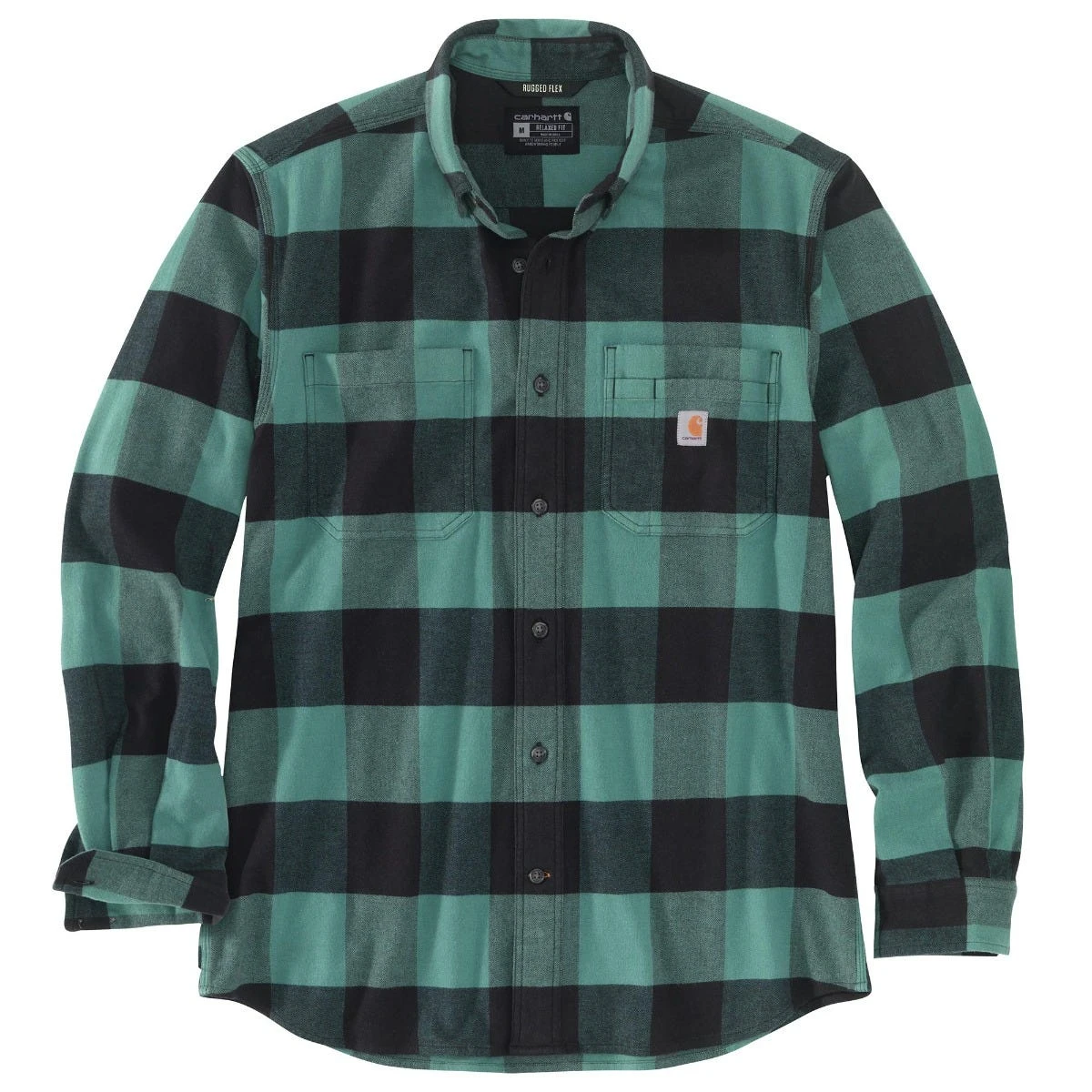 Carhartt Shirts: Men's 105432 L04 Slate Green Midweight Rugged Flex Relaxed Fit Flannel Shirt 3 Carhartt Shirts: Men's 105432 L04 Slate Green Midweight Rugged Flex Relaxed Fit Flannel Shirt