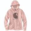 Carhartt Sweatshirts: Women's 105636 P15 Ash Rose Rain Defender Relaxed Fit “C” Logo Graphic Sweatshirt -Sports Clothing 105636 p15 wf22