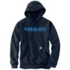 Carhartt Sweatshirts: Men's 105944 472 New Navy Rain Defender Loose Fit Logo Graphic Sweatshirt -Sports Clothing 105944 472 mf23 e
