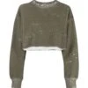 Golden Goose Journey W`s Sweatshirt Cropped Ruined Print/ Collar Stones -Sports Clothing 1759df768a03ccead8f302f579d750d8