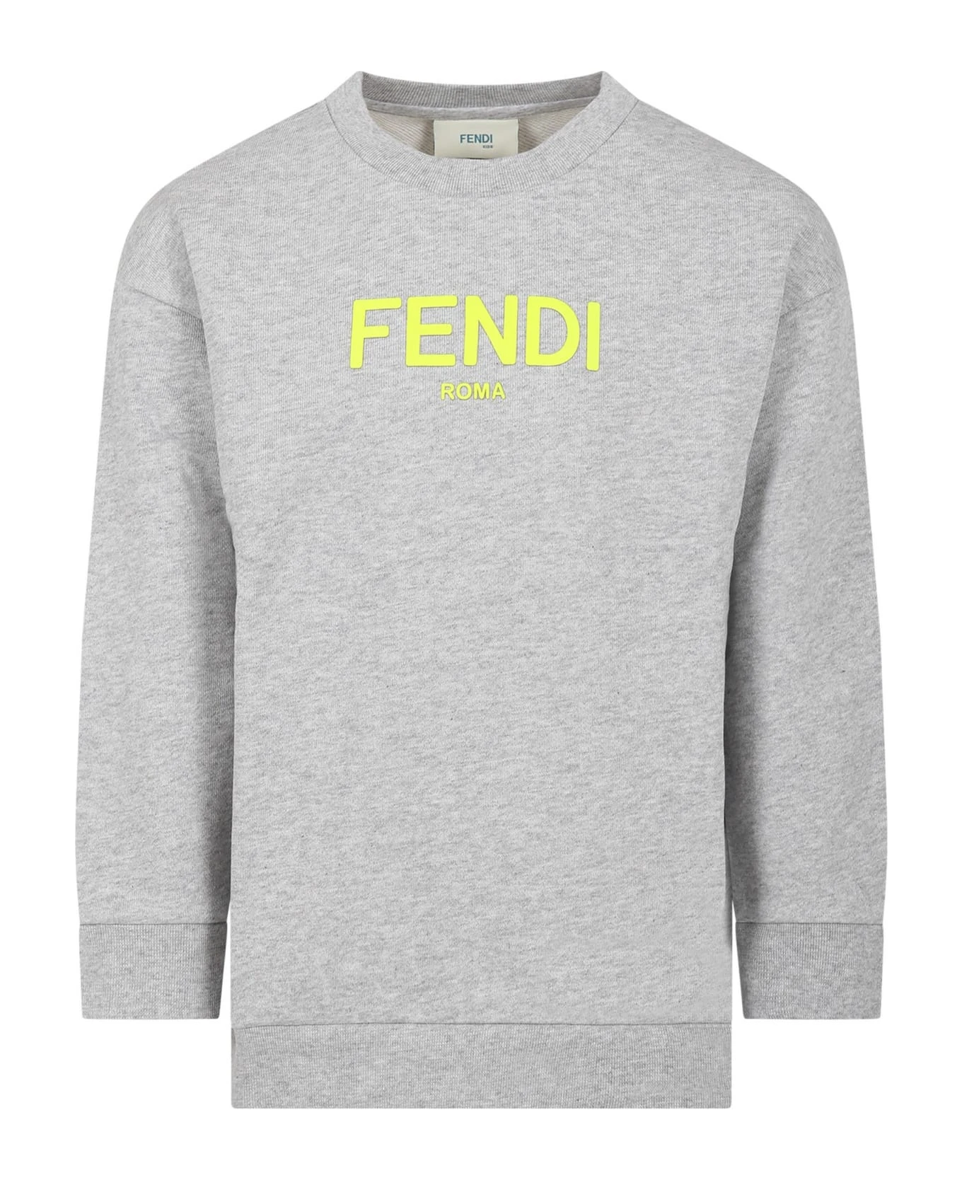 FENDI Grey Sweatshirt For Kids With Logo 3 FENDI Grey Sweatshirt For Kids With Logo