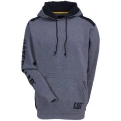 CAT Apparel Sweatshirts: Men's 1910802 004 Grey Logo Panel Hooded Sweatshirt -Sports Clothing 1910802 004 5 1