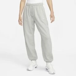 Nike Sweatpants NSW Club Fleece Oversized - Dark Grey Heather/White Woman -Sports Clothing 24b12526bd8f