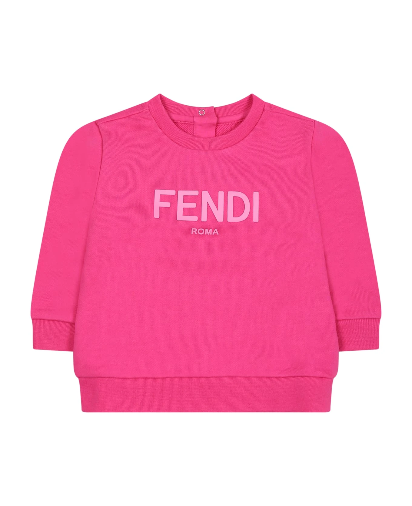 FENDI Fuchsia Sweatshirt For Baby Girl With Logo 3 FENDI Fuchsia Sweatshirt For Baby Girl With Logo