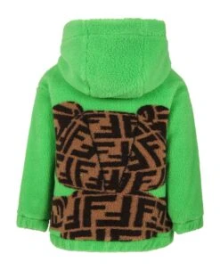 FENDI Green Sweatshirt For Kids With Bear -Sports Clothing 28b9ee51e0b9e2c48c67ab1a0d813a0d