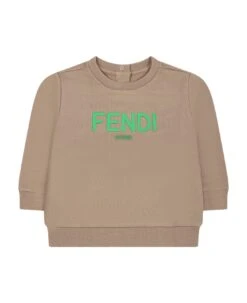 FENDI Brown Sweatshirt For Baby Boy With Logo