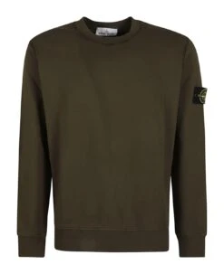 Stone Island Rib Trim Logo Detail Sweatshirt