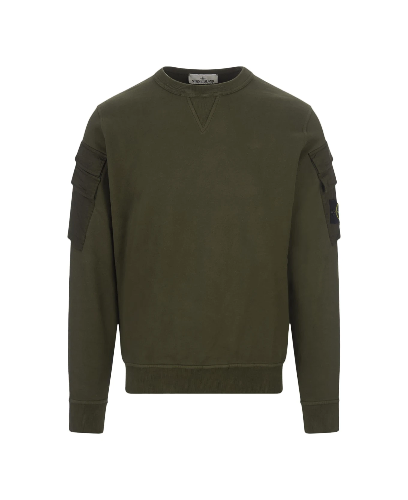 Stone Island Military Green Sweatshirt With Pockets 3 Stone Island Military Green Sweatshirt With Pockets