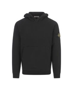 Stone Island Black Sweatshirt With Lined Hoodie