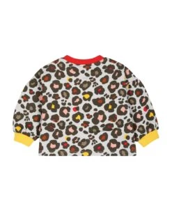 Kenzo Kids Beige Sweatshirt For Baby Girl With Logo And Print -Sports Clothing 4583b6c5829d9f50809a79a0e2cf40fa
