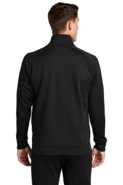 Sport-Tek Sweatshirts: Men's F247 BLK Black Tech Fleece 1/4-Zip Pullover -Sports Clothing 4718 black 2 f247blackmodelback1 337w