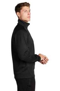 Sport-Tek Sweatshirts: Men's F247 BLK Black Tech Fleece 1/4-Zip Pullover -Sports Clothing 4718 black 3 f247blackmodelside1 337w