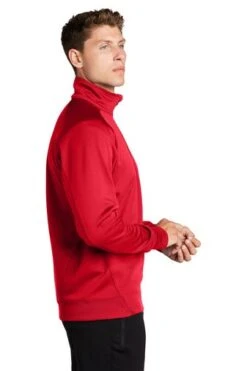 Sport-Tek Sweatshirts: Men's F247 RED True Red Tech Fleece 1/4-Zip Pullover -Sports Clothing 4718 truered 3 f247trueredmodelside1 337w