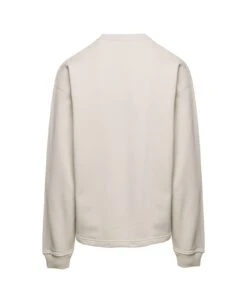 Stone Island Off-white Crewneck Sweatshirt With Contrasting Logo Print In Cotton Man -Sports Clothing 539baf39064874fa9dca0d14848e4031