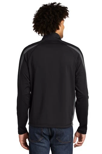 Sport-TeK Sweatshirts: Men's ST851 BCG Black Charcoal Grey Stretch 1/2-Zip Colorblock Pullover 6 Sport-TeK Sweatshirts: Men's ST851 BCG Black Charcoal Grey Stretch 1/2-Zip Colorblock Pullover - Image 4