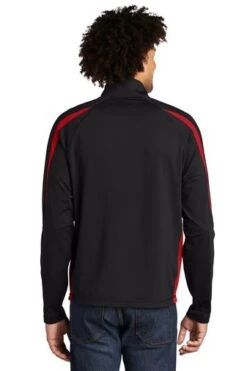 Sport-TeK Sweatshirts: Men's ST851 BTR Black True Red Stretch 1/2-Zip Colorblock Pullover 9 Sport-TeK Sweatshirts: Men's ST851 BTR Black True Red Stretch 1/2-Zip Colorblock Pullover -Sports Clothing 5496 blktrrd 2 st851blktrrdmodelback1 337w