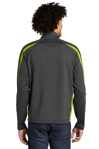 Sport-TeK Sweatshirts: Men's ST851 CGCG Charcoal Grey Charge Green Stretch 1/2-Zip Colorblock Pullover 6 Sport-TeK Sweatshirts: Men's ST851 CGCG Charcoal Grey Charge Green Stretch 1/2-Zip Colorblock Pullover - Image 4