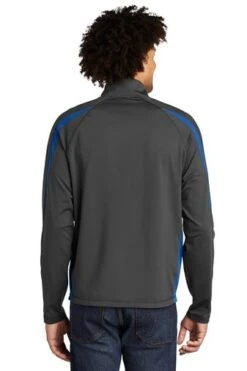 Sport-TeK Sweatshirts: Men's ST851 CGTR Charcoal Grey True Royal Stretch 1/2-Zip Colorblock Pullover 9 Sport-TeK Sweatshirts: Men's ST851 CGTR Charcoal Grey True Royal Stretch 1/2-Zip Colorblock Pullover -Sports Clothing 5496 chgytrry 2 st851chgytrrymodelback1 337w
