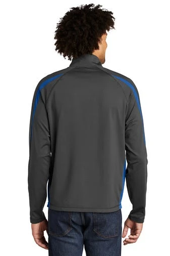 Sport-TeK Sweatshirts: Men's ST851 CGTR Charcoal Grey True Royal Stretch 1/2-Zip Colorblock Pullover 6 Sport-TeK Sweatshirts: Men's ST851 CGTR Charcoal Grey True Royal Stretch 1/2-Zip Colorblock Pullover - Image 4