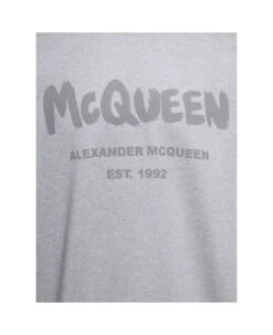 Alexander McQueen Grey Sweatshirt With Contrasting Graffiti Logo Print In Cotton Man -Sports Clothing 5c464731b006b92c81a59ecf0a0dabdd