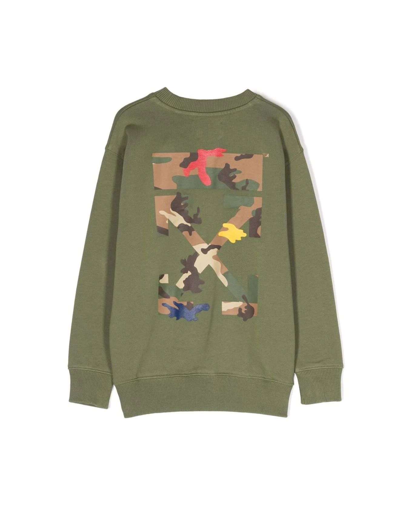 Off-White Green Long-sleeved Sweatshirt With 'arrow Camouflage' Motif In Cotton Boy 4 Off-White Green Long-sleeved Sweatshirt With 'arrow Camouflage' Motif In Cotton Boy - Image 2