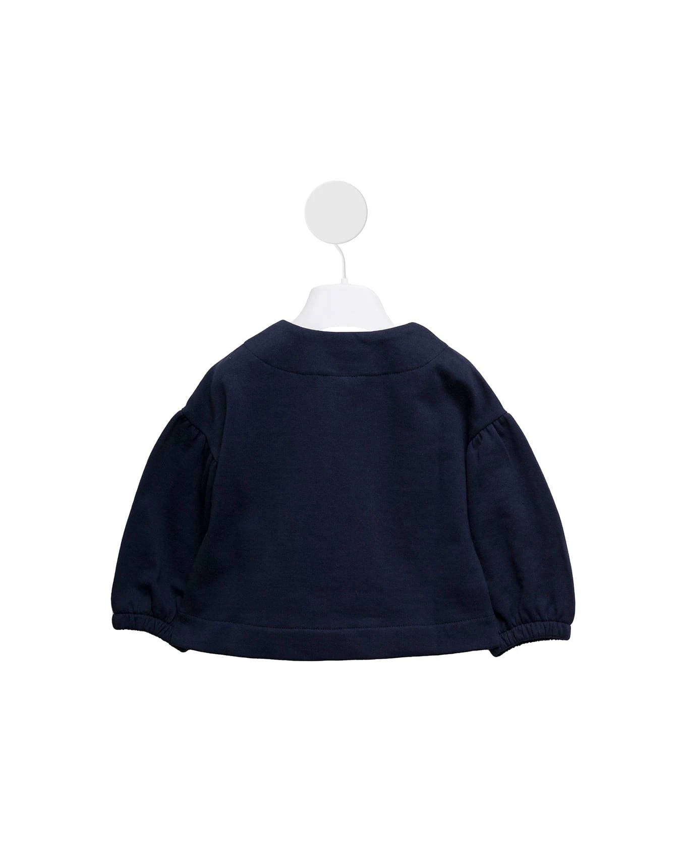 Il Gufo Kids Baby Girl's Blue Cotton Sweatshirt With Puff Sleeves 4 Il Gufo Kids Baby Girl's Blue Cotton Sweatshirt With Puff Sleeves - Image 2