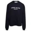 Stone Island Black Crewneck Sweatshirt With Contrasting Logo Print In Cotton Man