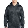 Sport-Teck Sweatshirts: Men's ST240 DSG Dark Smoke Grey Sport-Wick CamoHex Fleece Hooded Pullover -Sports Clothing 6647 dksmkgy 1 st240dksmkgymodelfront1 337w