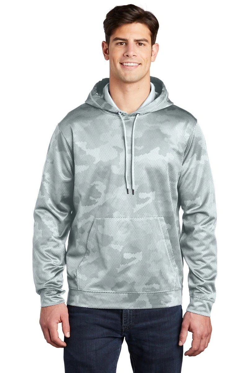 Sport-Teck Sweatshirts: Men's ST240 WHT White Sport-Wick CamoHex Fleece Hooded Pullover 3 Sport-Teck Sweatshirts: Men's ST240 WHT White Sport-Wick CamoHex Fleece Hooded Pullover