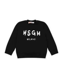 MSGM Black Sweatshirt Fo Baby Kids With Logo