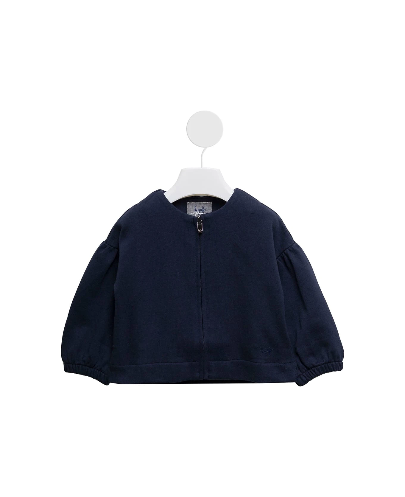 Il Gufo Kids Baby Girl's Blue Cotton Sweatshirt With Puff Sleeves 3 Il Gufo Kids Baby Girl's Blue Cotton Sweatshirt With Puff Sleeves
