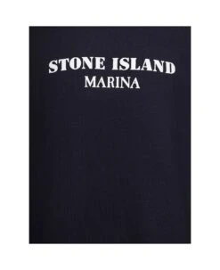 Stone Island Black Crewneck Sweatshirt With Contrasting Logo Print In Cotton Man -Sports Clothing 7dfb333fbf94f1039742544715d39331