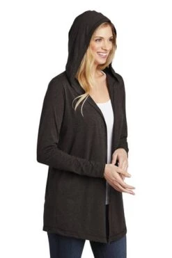 District Cardigans: Women's DT156 BKFST Black Forest Perfect Tri Hooded Cardigan -Sports Clothing 9206 blackfrost 4 dt156blackfrostmodelhood 337w