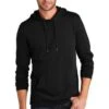District Sweatshirts: Men's DT571 BLK Black Featherweight French Terry Hoodie -Sports Clothing 9747 black 1 dt571blackmodelfront 337w