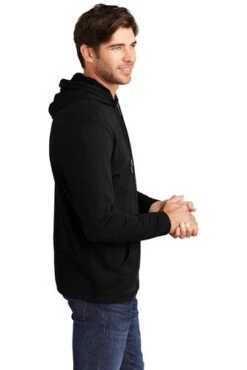 District Sweatshirts: Men's DT571 BLK Black Featherweight French Terry Hoodie 8 District Sweatshirts: Men's DT571 BLK Black Featherweight French Terry Hoodie -Sports Clothing 9747 black 3 dt571blackmodelside 337w