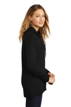 District Sweatshirts: Women's DT671 BLK Black Featherweight French Terry Hoodie -Sports Clothing 9748 black 3 dt671blackmodelside 337w
