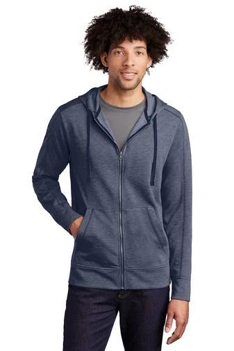 Sport-Tek Jackets: Men's ST293 TNVH True Navy Heather PosiCharge Tri-Blend Wicking Fleece Full-Zip Hooded Jacket 3 Sport-Tek Jackets: Men's ST293 TNVH True Navy Heather PosiCharge Tri-Blend Wicking Fleece Full-Zip Hooded Jacket