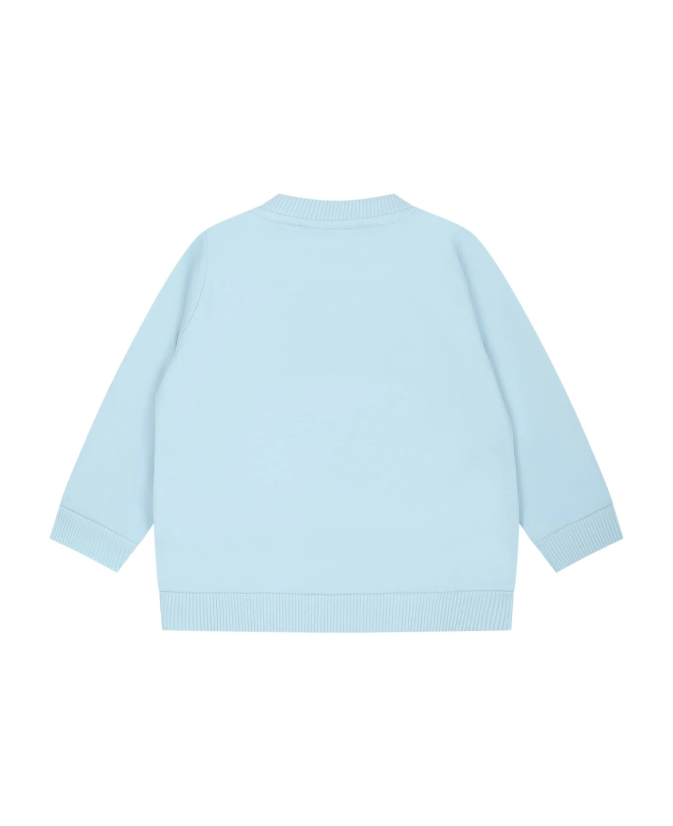 MOSCHINO Light Blue Sweatshirt For Baby Boy With Teddy Bear And Print 4 MOSCHINO Light Blue Sweatshirt For Baby Boy With Teddy Bear And Print - Image 2