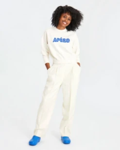 Clare V.Apro Le Drop Sweatshirt - Cream/Blue -Sports Clothing Apro Le Drop Sweatshirt 20230609011108 2