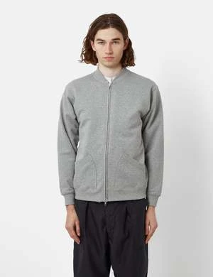 Beams PlusZip Crewneck Sweatshirt - Grey 3 Beams PlusZip Crewneck Sweatshirt - Grey