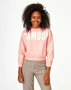 Clare V.Le Drop L'Amour Sweatshirt - Coral -Sports Clothing Clare V Le Drop L Amour Sweatshirt Coral 20230523221531 2