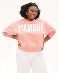 Clare V.Le Drop L'Amour Sweatshirt - Coral