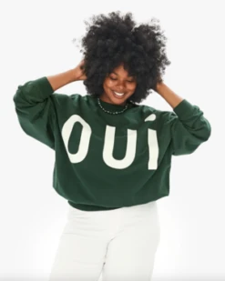 Clare V.Oversized Oui Sweatshirt - Forest