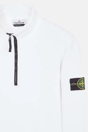 Stone IslandCotton Fleece Half Zip Sweatshirt - White 5 Stone IslandCotton Fleece Half Zip Sweatshirt - White - Image 3