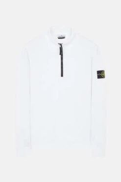 Stone IslandCotton Fleece Half Zip Sweatshirt - White