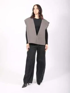 MM6 Maison MargielaDeep V Sleeveless Sweatshirt - Gray -Sports Clothing Deep V Sleeveless Sweatshirt in Gray by MM6 Maison Margiela 20231018194551 1