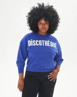 Clare V.Discotheque Sweatshirt - Cobalt/Cream