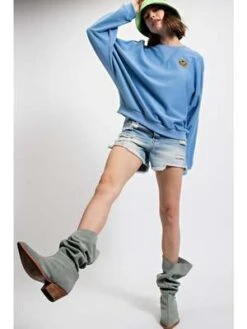 EaselTheo Happy Face Sweatshirt - Peri Blue -Sports Clothing Easel Theo Happy Face Sweatshirt In Peri Blue 20230929173230 1